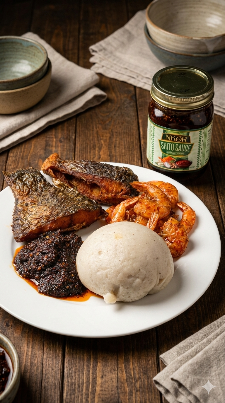 Banku and fish with Nkor Shito
